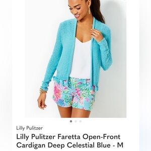 Lilly Pulitzer teal fringe lightweight sweater. Size small